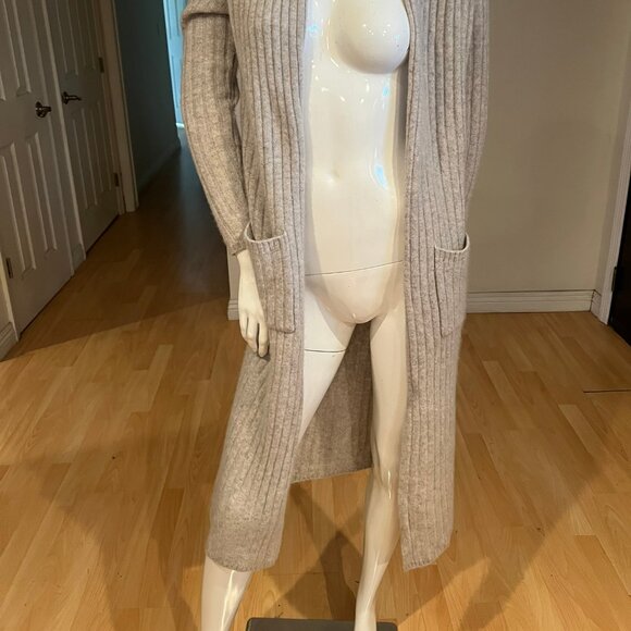 $400 TAHARI 2 PLY CASHMERE DUSTER LONG CARDIGAN POCKETS SZ XS XSMALL - Picture 2 of 6